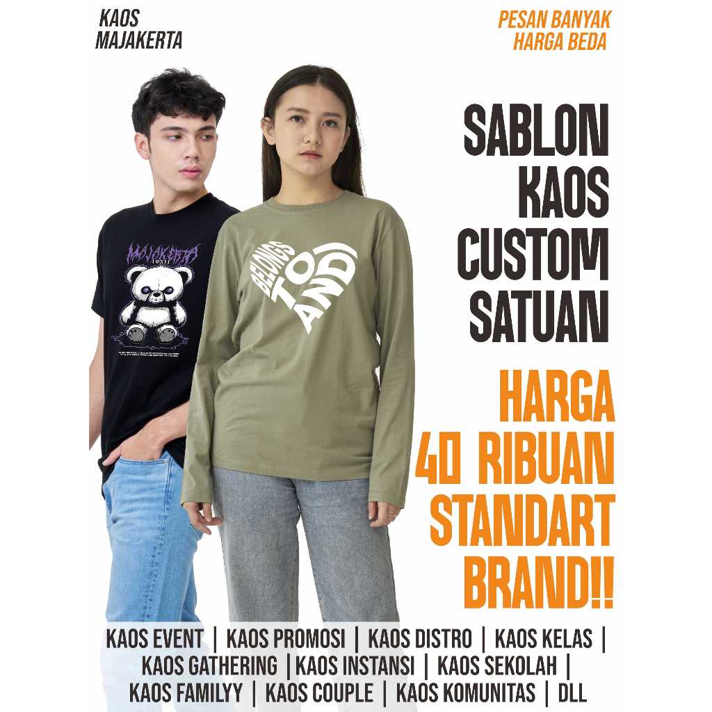 Kaos Sablon Custom Satuan Desain Sendiri / Baju Sablon Custom Nama Partai Premium