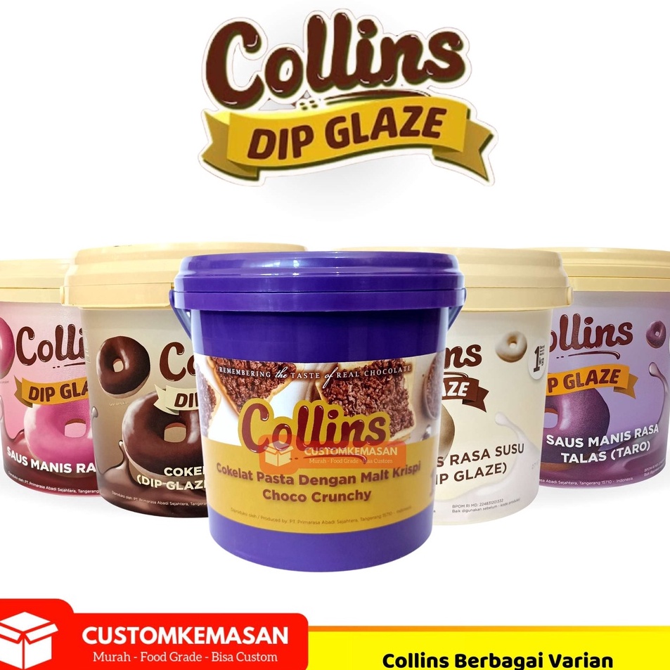 

Ready stock Collins Dip Glaze 1 kg Toping Donat Collins Selai Donat Collins Selai Donat