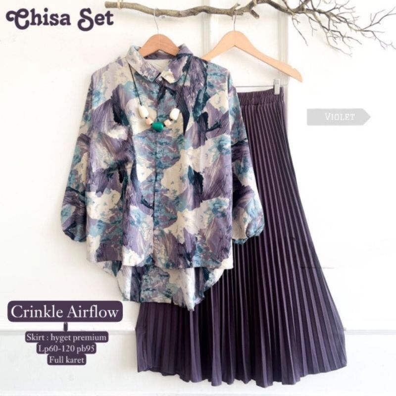 RATI - Chiisa Set / Naira Set Plisket #1 by Mumufashion Solo Setelan Baju Terlaris Crinkle Airflow M