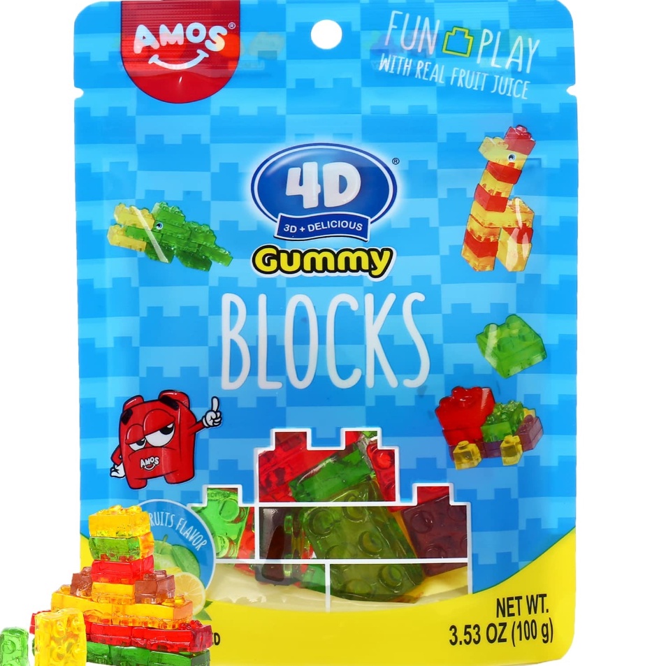 

Model Baru Amos 4D 72GR Gummy Candy Blocks Permen jelly Lunak Permen 4D Laris