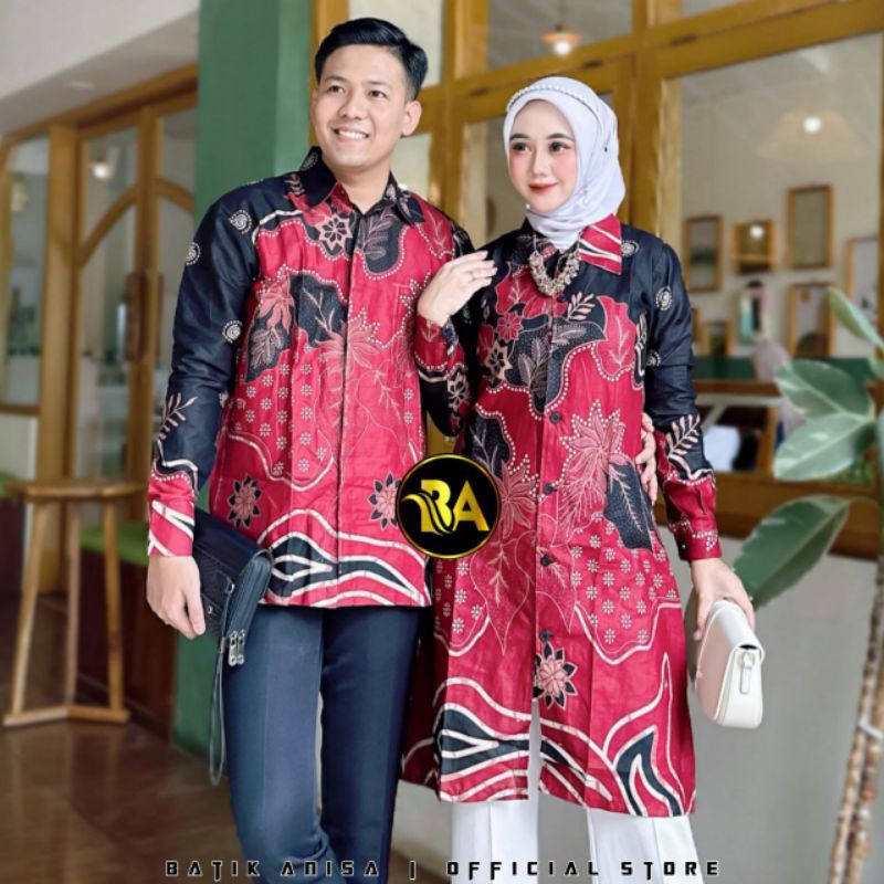 Batik cauple modern tunik batik kerja kantor wanita kekinian seragam kerja