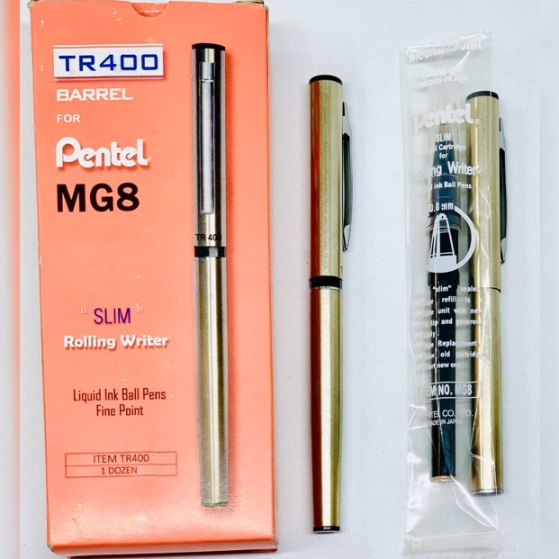 

Terlarisss Bolpen Pulpen Pentel Rolling Pen TR 4 MG8 pcs Include Refill MJZ