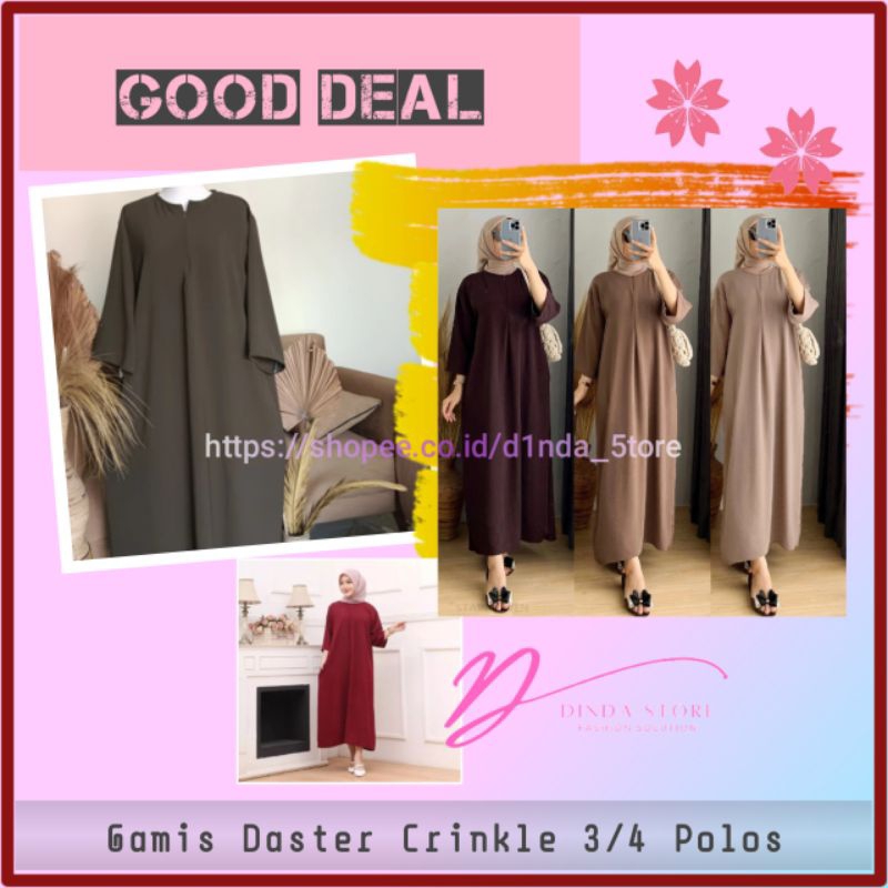 Gamis Wanita Daster Remaja Dewasa Crinkle Polos Long Dress Airflow Pakaian Harian Fashion Banjarmasi