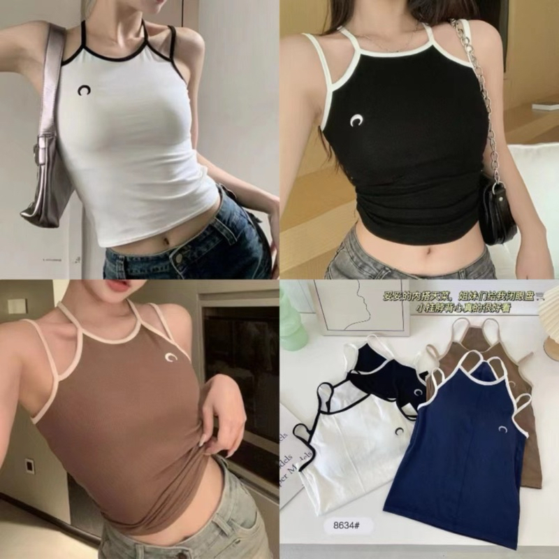 [READY STOCK] Rose Top / Premium Korean Style Women Tanktop Halter Neck Summer Sporty Basic Crop Top