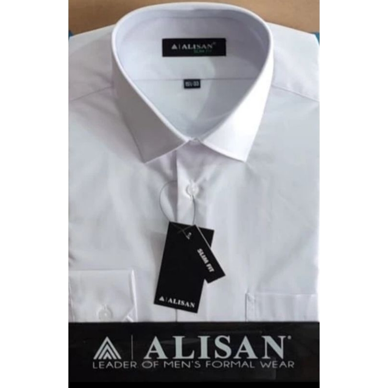 Alisan Kemeja Putih Lengan Panjang Slimfit