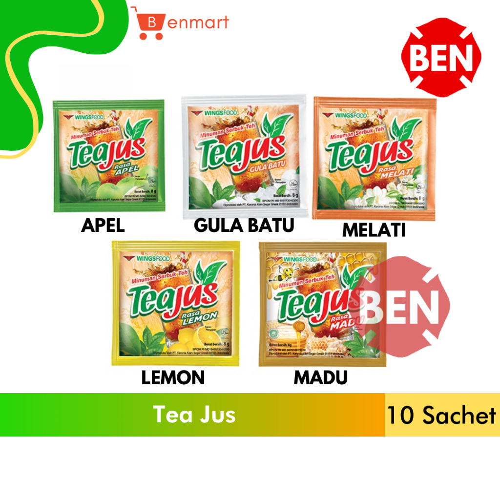 

Teajus GULA BATU / LEMON / MADU / MELATI / APEL 1 Renceng 10 Sachet Pcs - Tea Jus Minuman Teh Murah