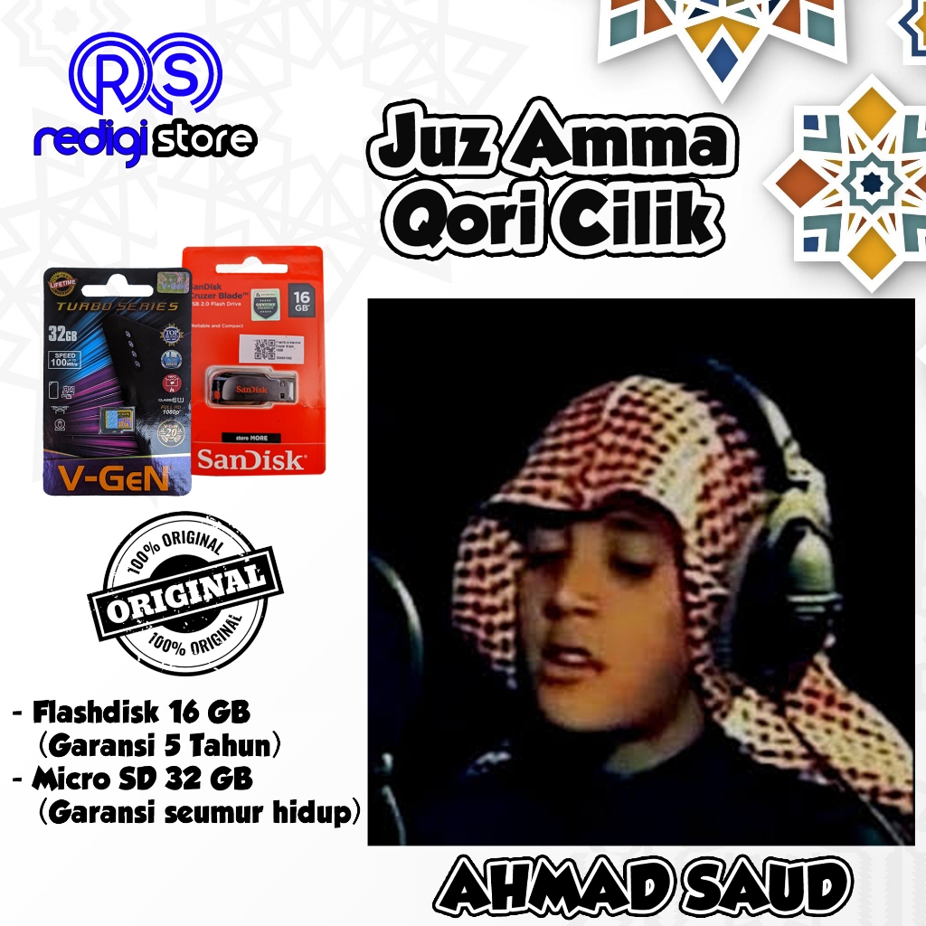 USB Flashdisk Micro SD Murotal Anak Qori CIlik Juz Amma Juz 30 Bacaan Merdu Ahmad Saud