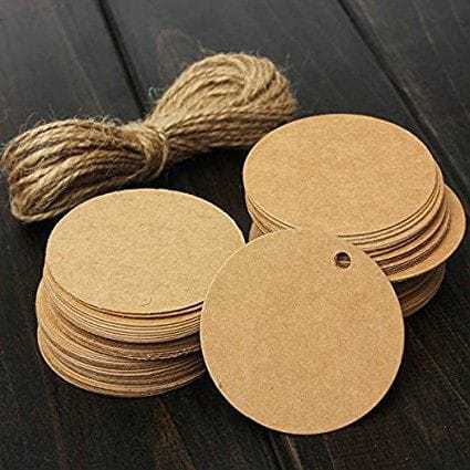 

Hang tag bentuk bulat/kotak ukuran 6 cm, bahan brown paper