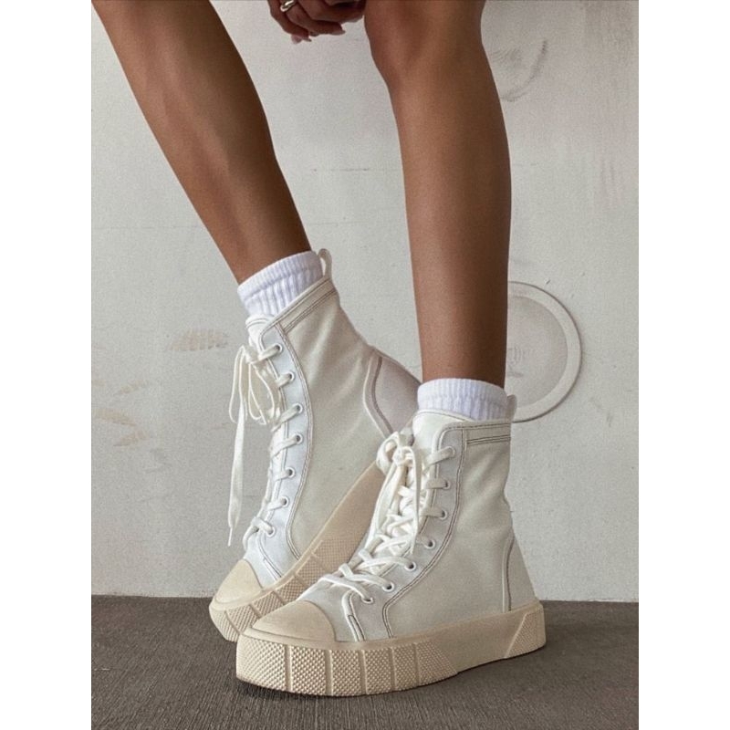 Zara High Sneakers Womens White Cream Original Zara Store