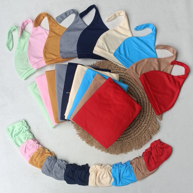 Set bedongan hemat 4 produk, bedongan, topi, sarung tangan sarung kaki