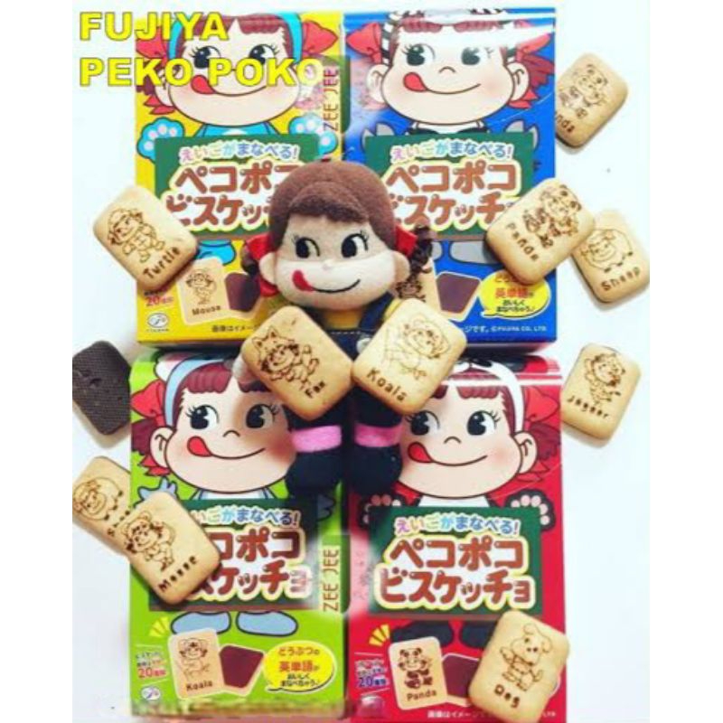 

Fujiya peko poko biscuit chocolate / biskuit coklat Jepang 42gr