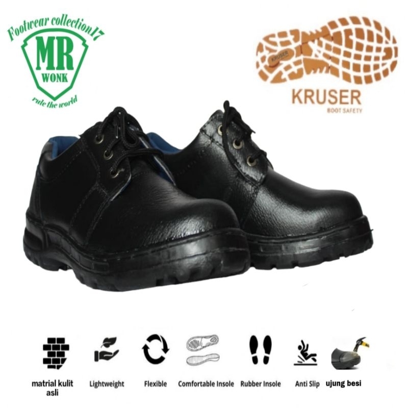 SEPATU SAFETY KRUSHERS  MURAH/SEPATU PRIA/SEPATUSAFETY KULIT ASLI SOL KARET UJUNG BESI 033