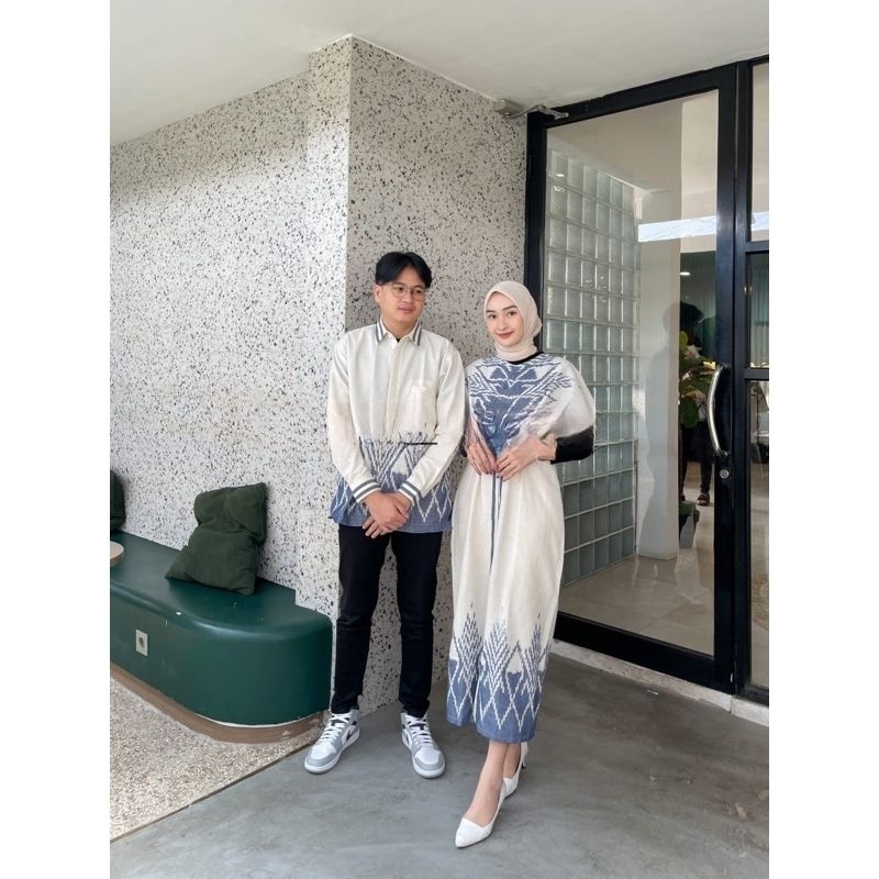 Baju Couple Gamis Kemeja Tenun Viral Kekinian Kondangan Lamaran