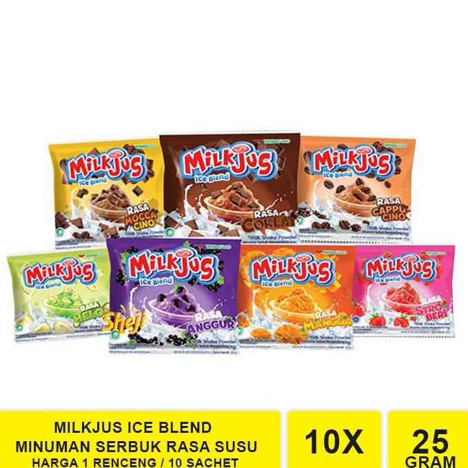 

SUPER DISKON MILKJUS MINUMAN SERBUK ANEKA RASA SUSU 1 RENCENG ISI 1 SACHET