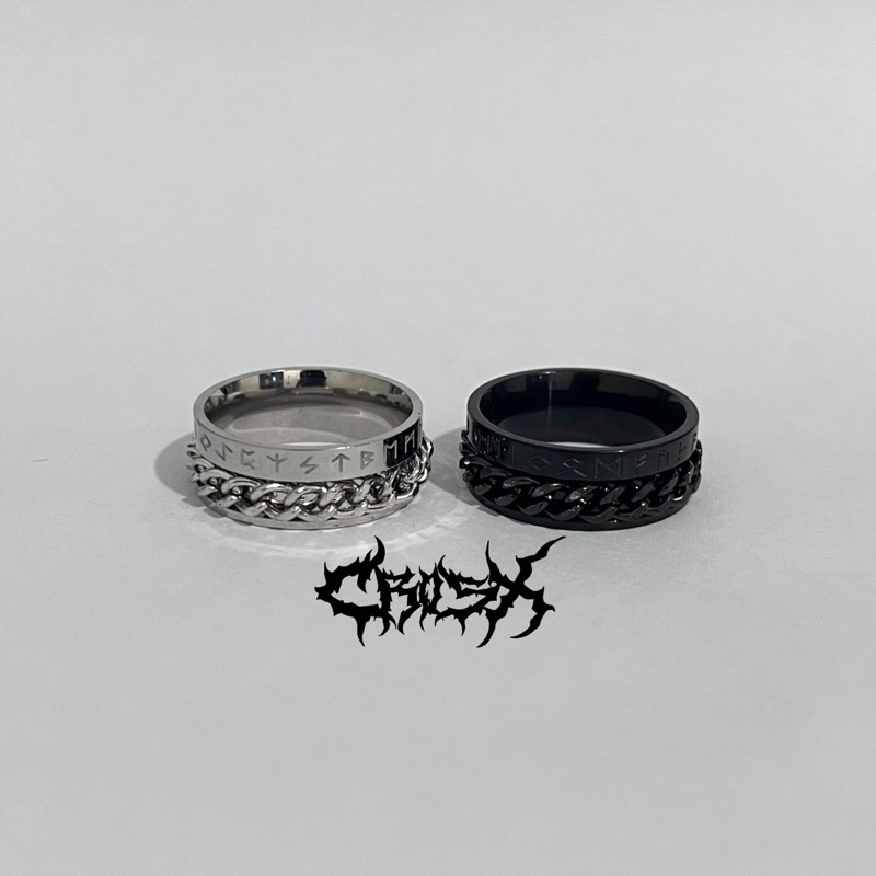 GMH RING / RUNE VIKING CHAIN RING ROMAN CHAIN RING CINCIN RANTAI ROMAN ROMAWI / SPINNER CHAIN RING S