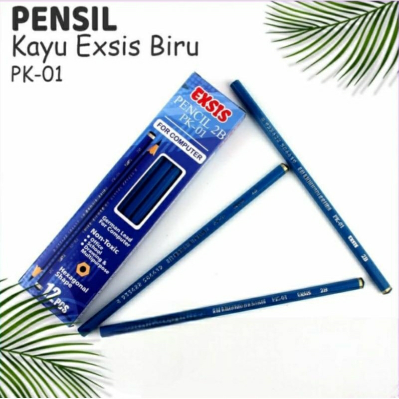 

12 pcs Pensil 2B biru Exsis PK-01 / 1 pack pensil 2b kayu exsis
