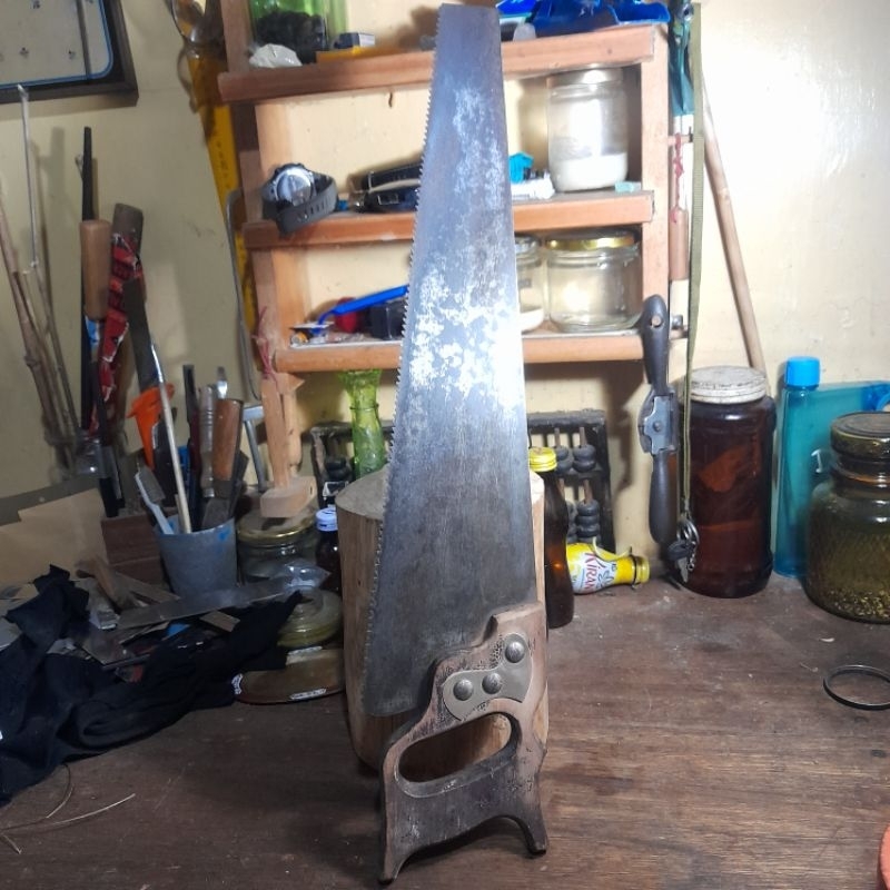 gergaji kayu Carl Schlieper Jadul 18in cap mata asli Lawas