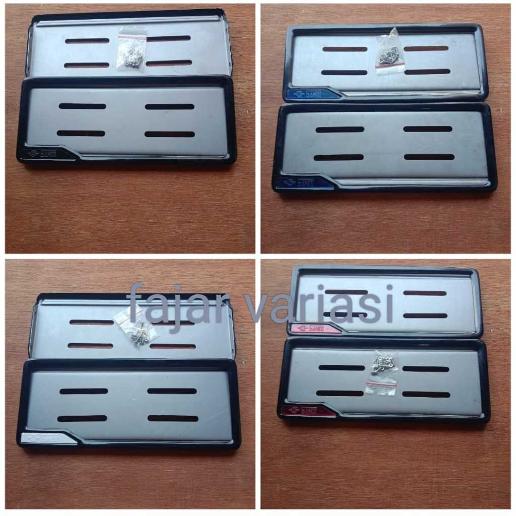 Plat Nomor Motor GAMINO Besi Dudukan Cover Plat Nomor Universal sepasang depan belakang