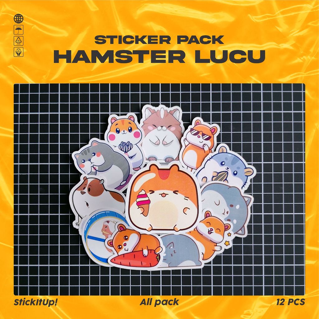 Stiker Pack Hamster Lucu Untuk Koper Laptop Skateboard