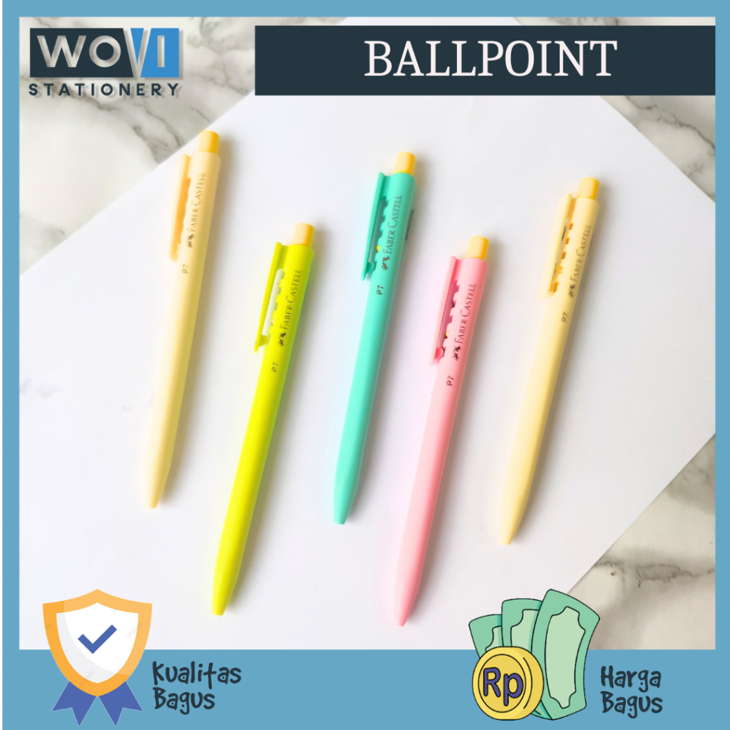 

[WOVI STATIONERY] Ballpoint 0.7mm P7 Pastel Faber Castell Black / Pulpen 0.7mm Warna Pastel Faber Castell [PCS]