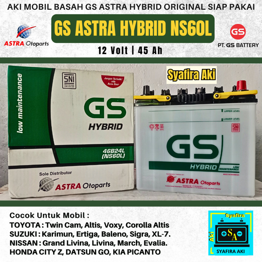 AKI MOBIL NISSAN GRAND LIVINA, EVALIA, XPANDER, XL-7 NS60L GS ASTRA HYBRID