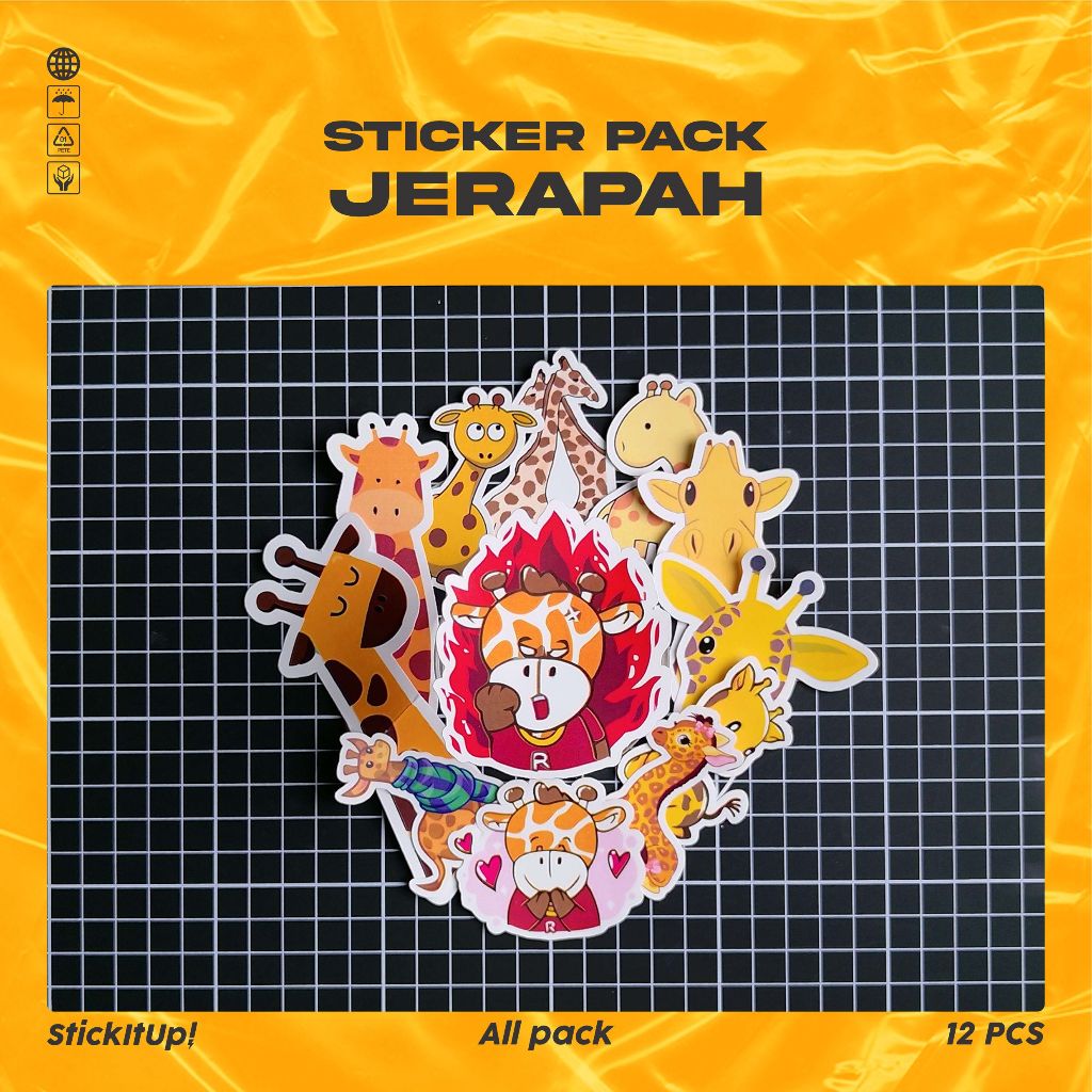 

COD✨ StickitUp Stiker Pack Jerapah Lucu Untuk Koper Laptop Skateboard