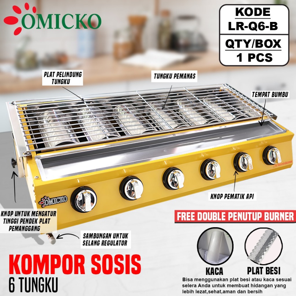 kompor panggangan sosis OMICKO 6 tungku / kompor panggang sosis sate , Ayam dll - TERMURAH
