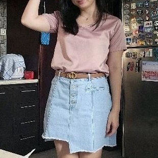 [preloved] Pluffyschoice Fox Blouse Silk Satin Top Rose Gold Color Size S