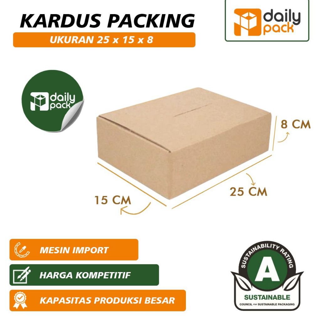 

Kardus Box Packing Polos Dus Ukuran 25x15x8 | Daily Pack