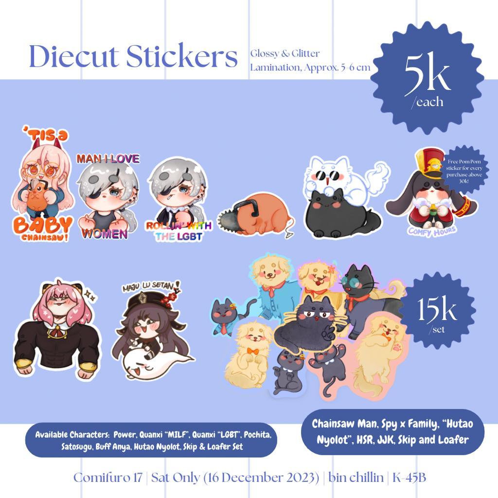 

Glitter Sticker Buff Anya, Hutao Nyolot & Satosugu Meng - Various Fandom