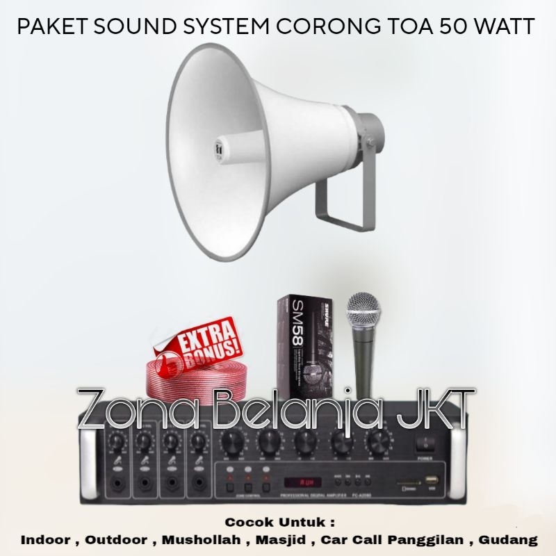 PAKET SOUND SYSTEM TOA MASJID MUSHOLA 1 CORONG TOA 50 WATT AMPLIFIER USB BLUETOOTH MURAH BERKUALITAS
