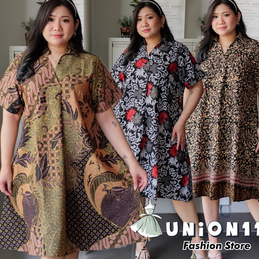 HOT UNION11  DRESS BATIK JUMBO WANITA  DRESS JUMBO WANITA LD 126  BAJU JUMBO WANITA  BAJU KERJA WANI