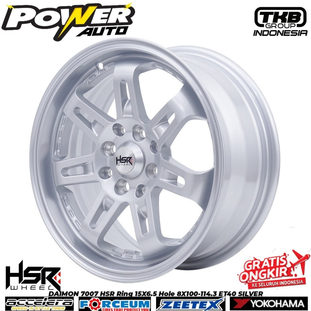 VELG MOBIL BRIO RING 15 LEBAR 6,5 WARNA SILVER HSR DAIMON
