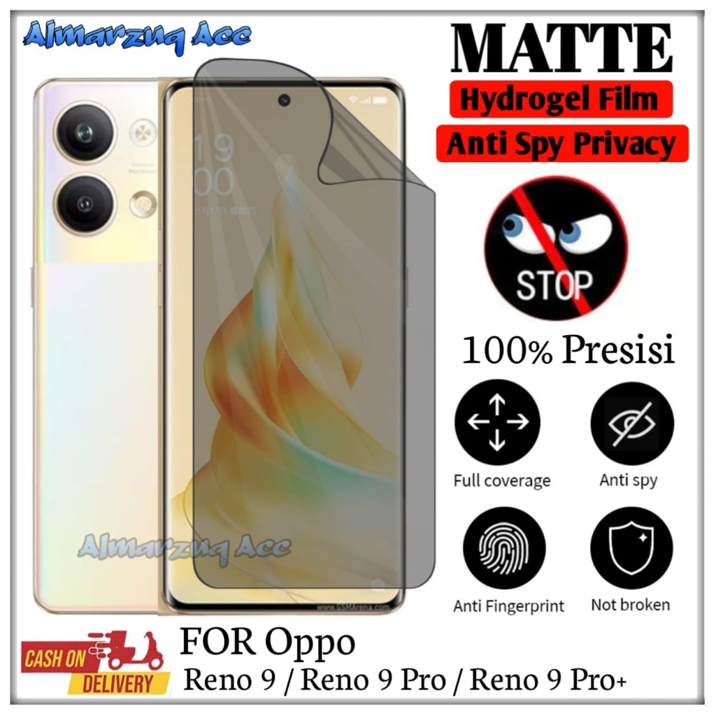 Anti Gores Hydrogel Privacy Matte Oppo Reno9 / Reno9 Pro / Reno9 Pro+ Screen Protector