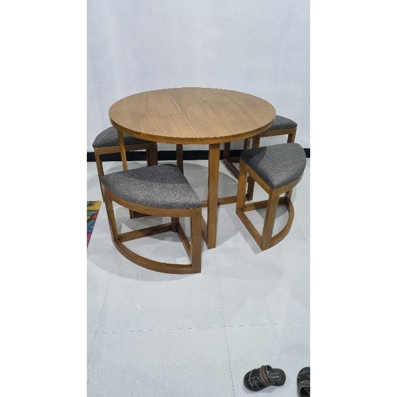 meja makan minimalis/ meja makan bulat minimalis diameter 100