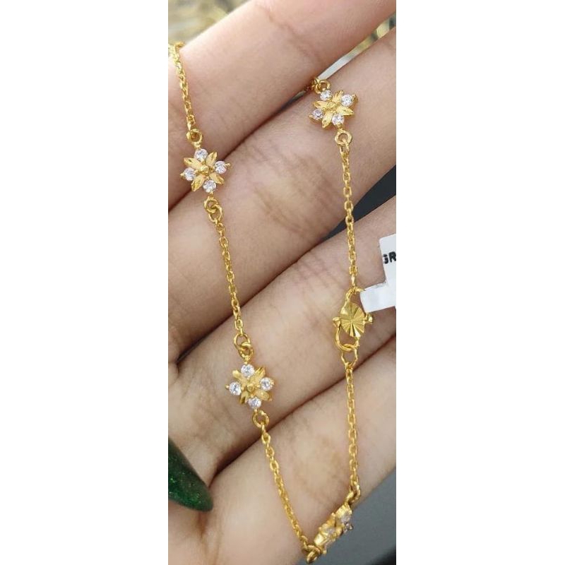 gelang emas kadar 22 karat model flower