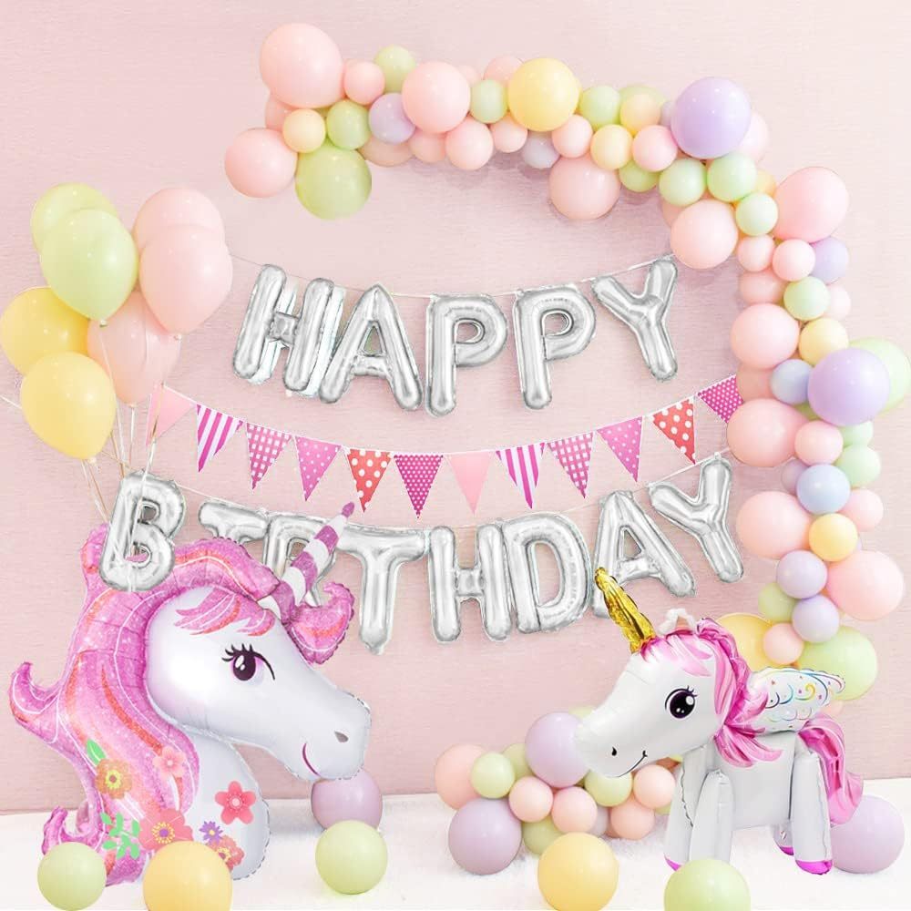 Dekorasi Ulang Tahun Unicorn Anak Perempuan, Dekorasi Balon Unicorn Ulang Tahun Anak-anak dengan Bal