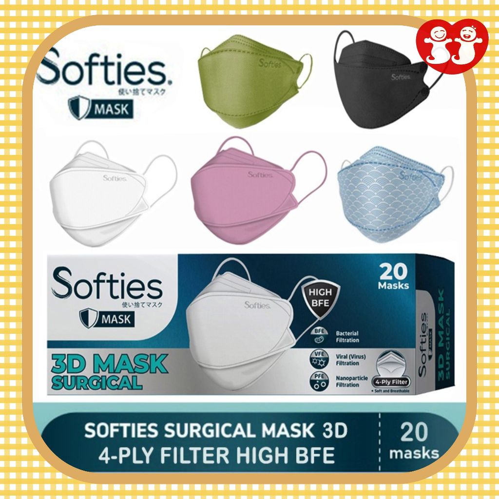 Masker Softies 3D Surgical Mask 4 ply 20's/Masker Kleenex 3D Surgical Mask 4 ply 20's