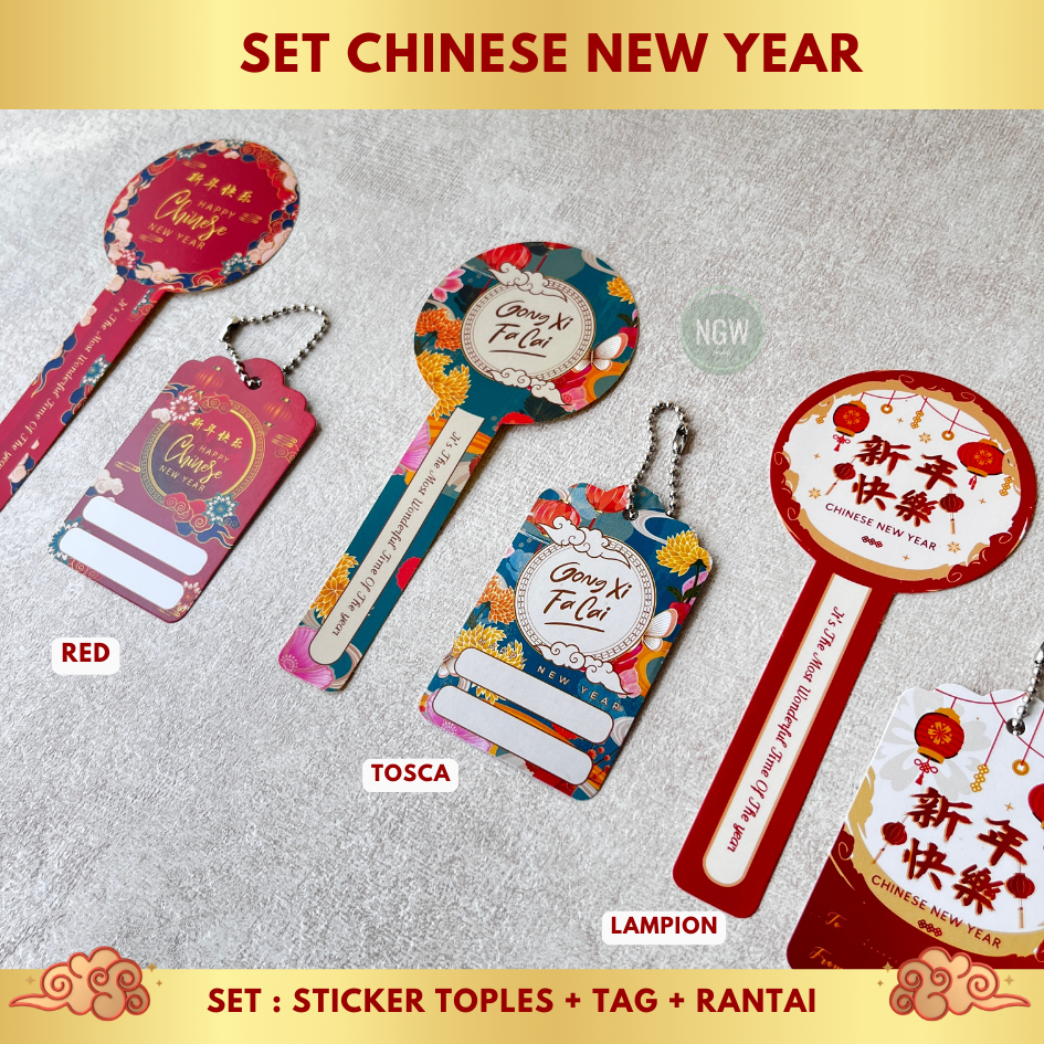 

SET kartu tag + sticker toples CNY chinese new year hampers goodie bag