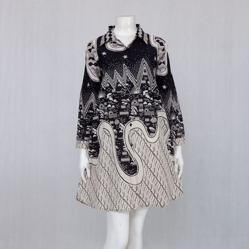 Tunik Batik Andini Versi Rembulan Kancing Depan Katun