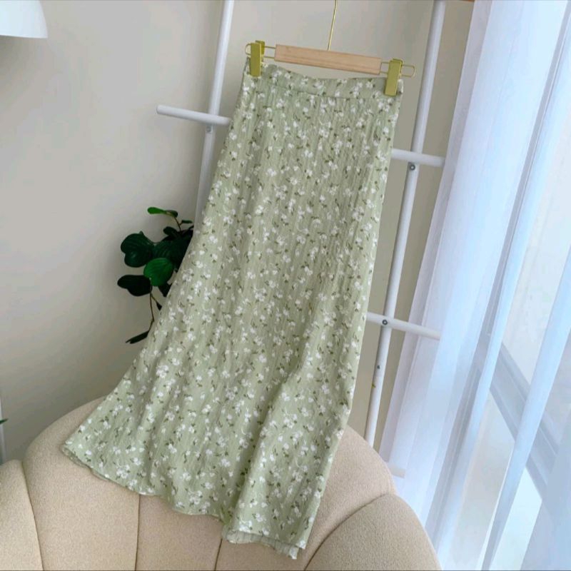 	 ROK PANJANG MOTIF BUNGA / LONG SKIRT MAXI KOREAN STYLE / ROK PURING FLORAL PATTERN	