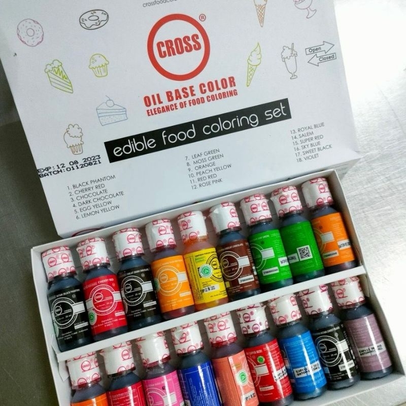 

set 18pcs pewarna makanan halal cross, cross food coloring set
