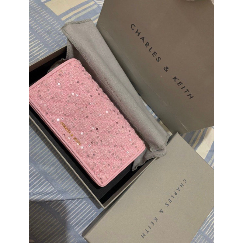 charles and keith clutch mini bag pink