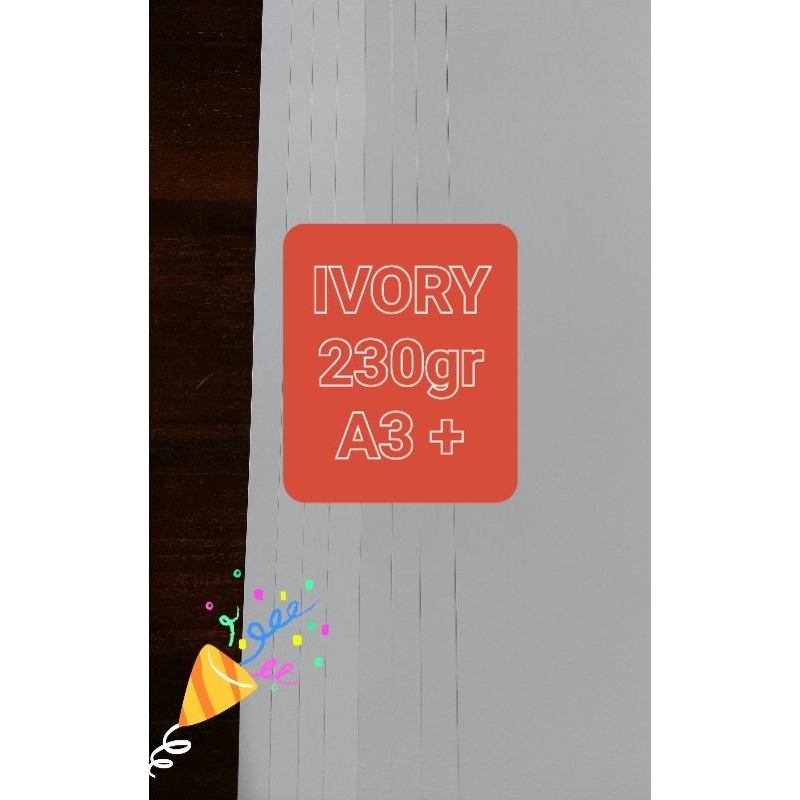 

Karton Ivory / Kertas Ivory 230gr ukuran A3+ ( 47 x 32 cm )