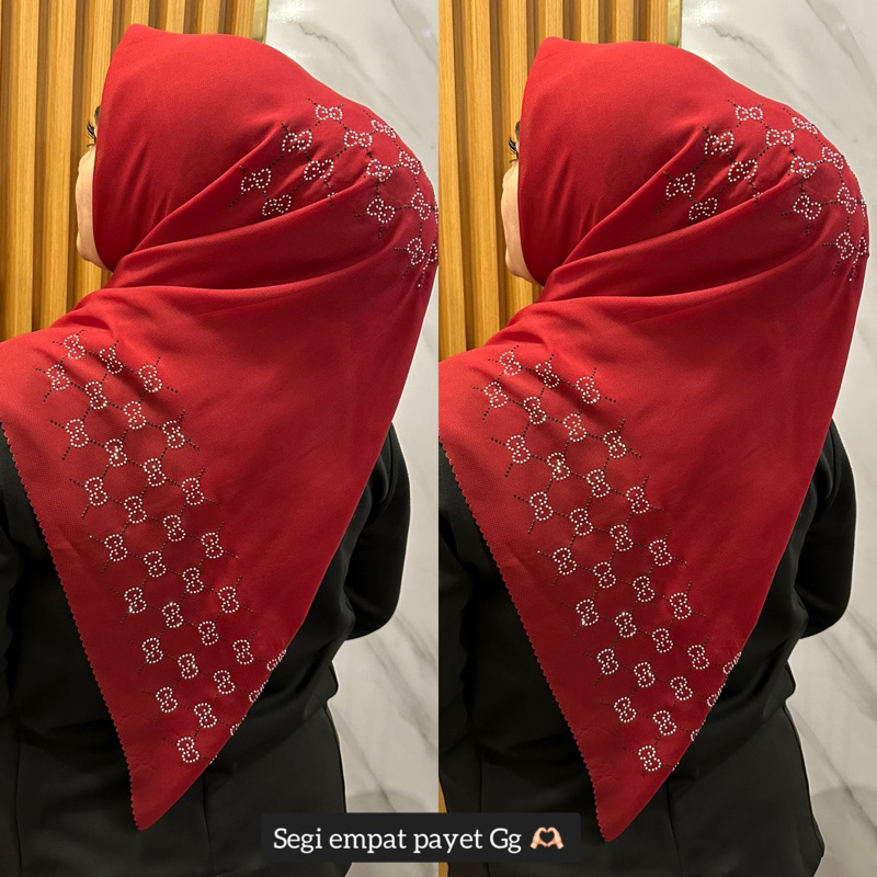 hijab segi empat payet pres mewah