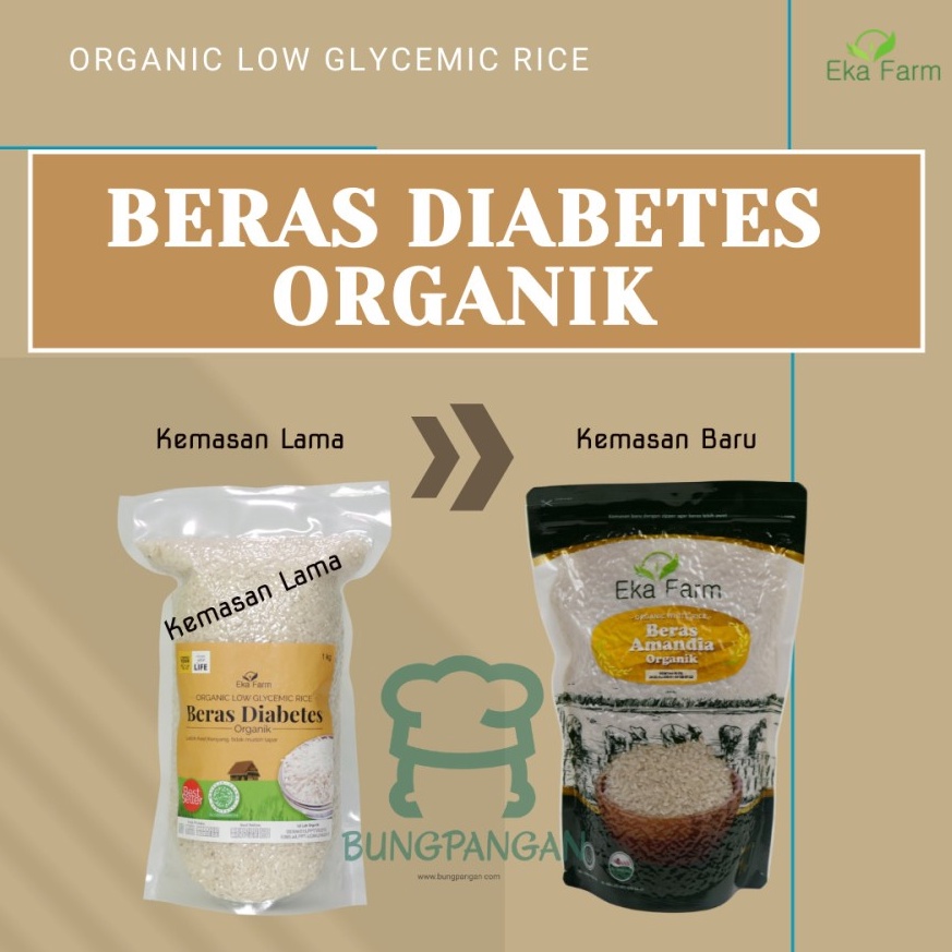 

MURAH LEBAY Beras Diabetes Diaberice Amandia Organik EKA FARM Kemasan Vakum 1 Kg
