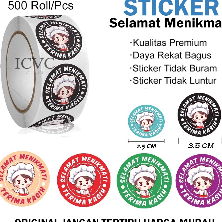 

Stock Banyak 1 Roll 5 Pcs Roll Sticker Selamat Menikmati 35 Cm Sticker Thank You Label Makanan Import