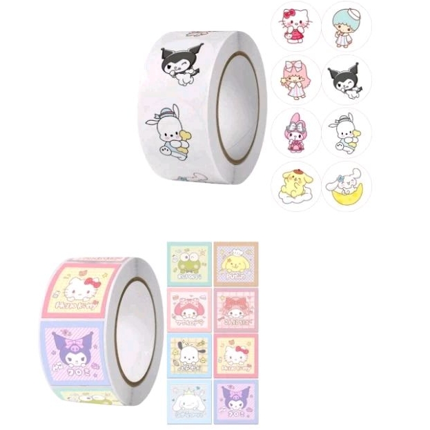 

KiSy.Shop Sticker Roll Sanrio 500pcs / 200pcs / 50pcs stiker rol reward karakter sanrio kuromi, my melody, cinnamoroll, pochacco, pompompurin hello kitty