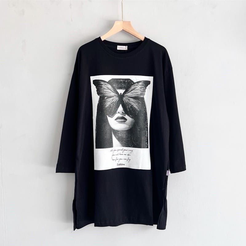 KAOS TOP BLACK OVERSIZED Black Butterfly TERBARU KAOS WANITA VIRAL T-SHIRT BLACK SERIES kaos boxy fi