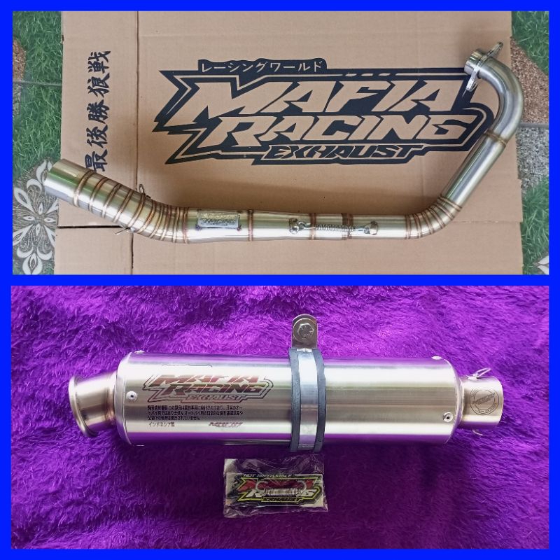 knalpot original MAFIA racing exhaust PNP satria Fu karbu model standar, silincer tipe gp big cincin